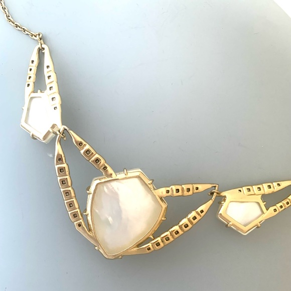 ALEXIS BITTAR Ms Havisham Starlight Mosaic Tile Gold White Pearlescent Necklace - Picture 10 of 12